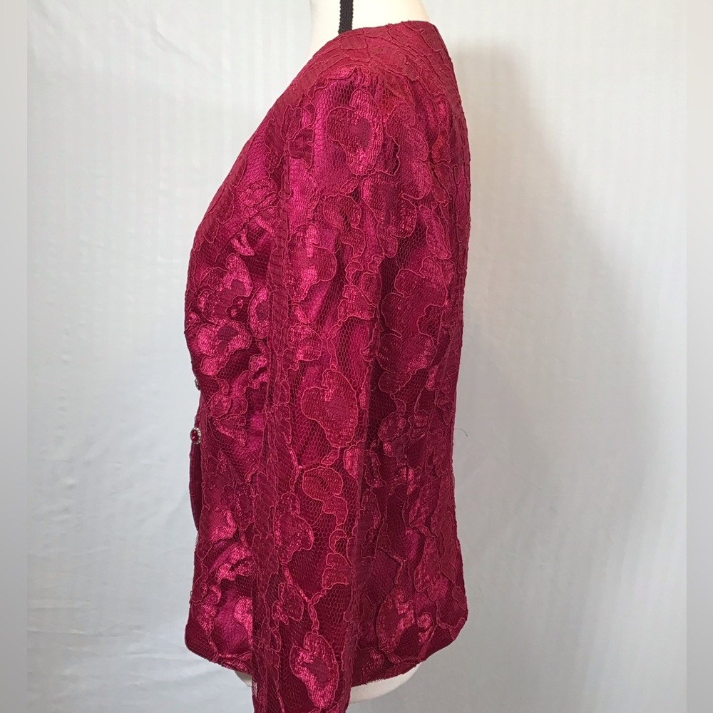80s Vintage Ursula Womens Lace Blazer Size M/L Rose Floral Jacket Coquette Fairy - Picture 5 of 16